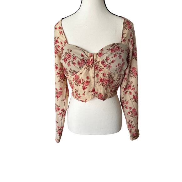 Windsor Floral Corset Top Coquette Romantic Sweetheart Blouse Small - Picture 2 of 9